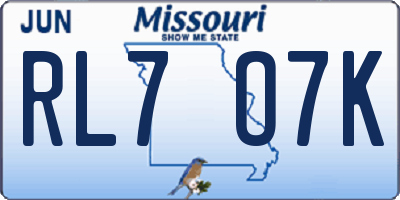 MO license plate RL7O7K