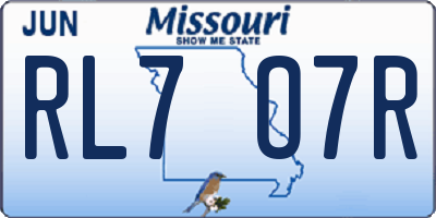 MO license plate RL7O7R