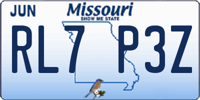 MO license plate RL7P3Z