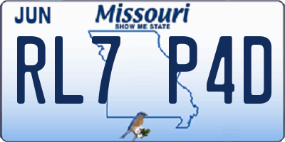 MO license plate RL7P4D