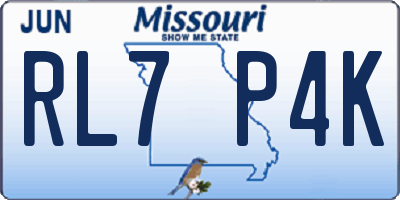 MO license plate RL7P4K