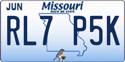 MO license plate RL7P5K