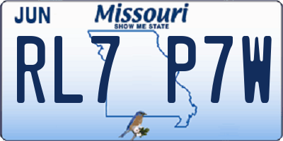 MO license plate RL7P7W