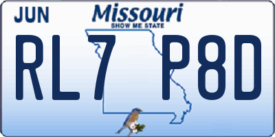 MO license plate RL7P8D
