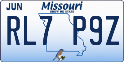 MO license plate RL7P9Z