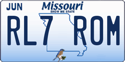 MO license plate RL7R0M