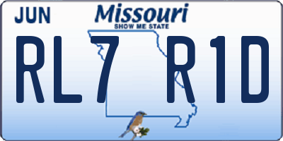 MO license plate RL7R1D