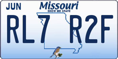 MO license plate RL7R2F