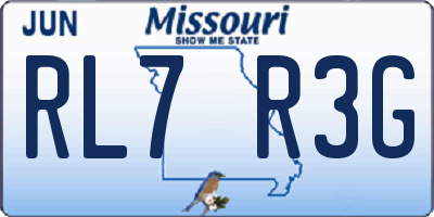 MO license plate RL7R3G