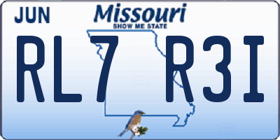 MO license plate RL7R3I