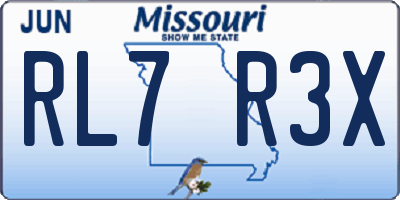 MO license plate RL7R3X