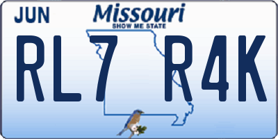 MO license plate RL7R4K