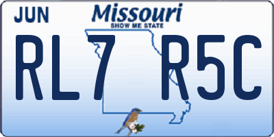 MO license plate RL7R5C