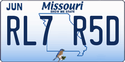 MO license plate RL7R5D