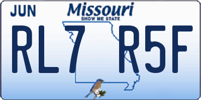 MO license plate RL7R5F