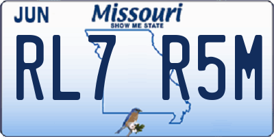 MO license plate RL7R5M