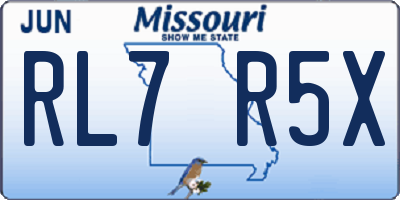 MO license plate RL7R5X