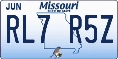 MO license plate RL7R5Z
