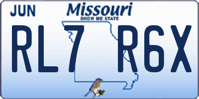 MO license plate RL7R6X