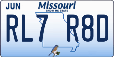 MO license plate RL7R8D