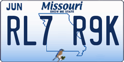 MO license plate RL7R9K