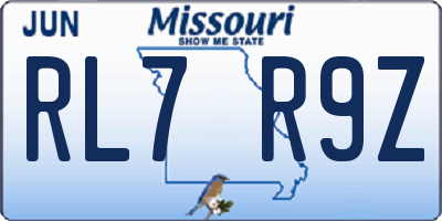 MO license plate RL7R9Z