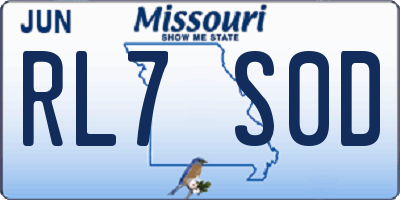 MO license plate RL7S0D