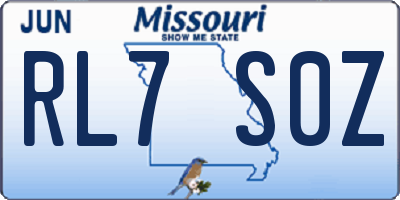 MO license plate RL7S0Z