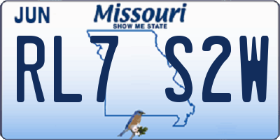 MO license plate RL7S2W