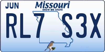MO license plate RL7S3X