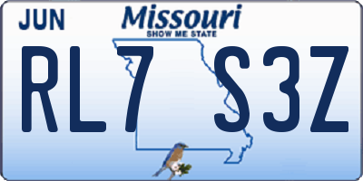 MO license plate RL7S3Z