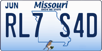 MO license plate RL7S4D