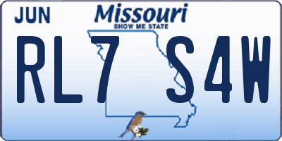 MO license plate RL7S4W