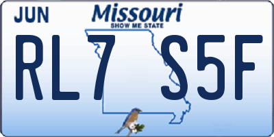 MO license plate RL7S5F