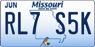 MO license plate RL7S5K