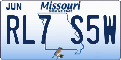 MO license plate RL7S5W