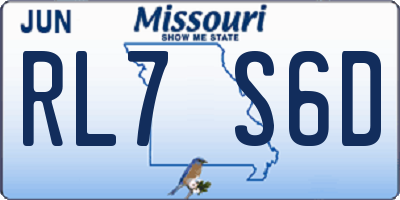 MO license plate RL7S6D
