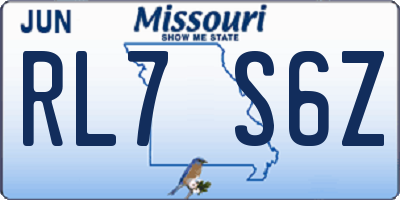 MO license plate RL7S6Z