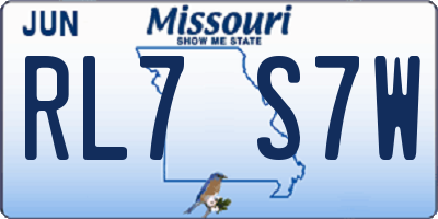 MO license plate RL7S7W