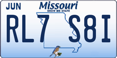 MO license plate RL7S8I