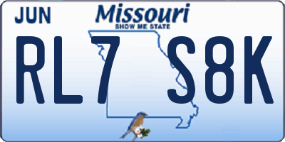 MO license plate RL7S8K