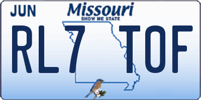 MO license plate RL7T0F