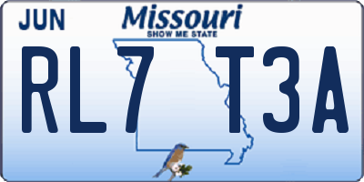 MO license plate RL7T3A
