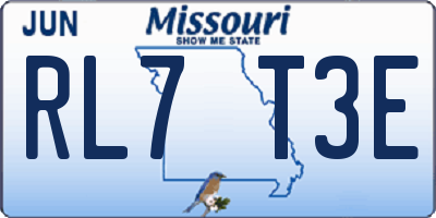 MO license plate RL7T3E