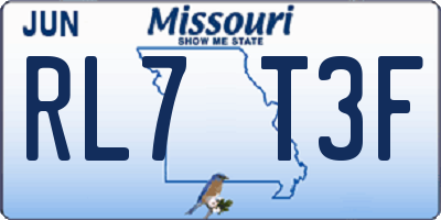 MO license plate RL7T3F