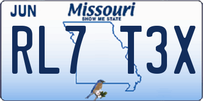 MO license plate RL7T3X