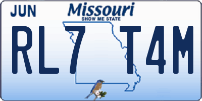 MO license plate RL7T4M