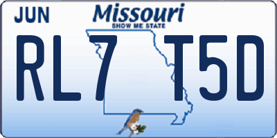 MO license plate RL7T5D
