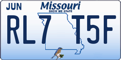 MO license plate RL7T5F