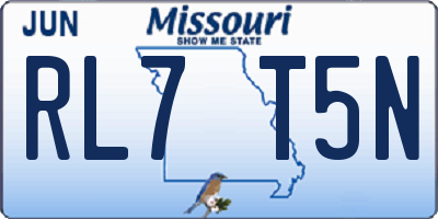 MO license plate RL7T5N